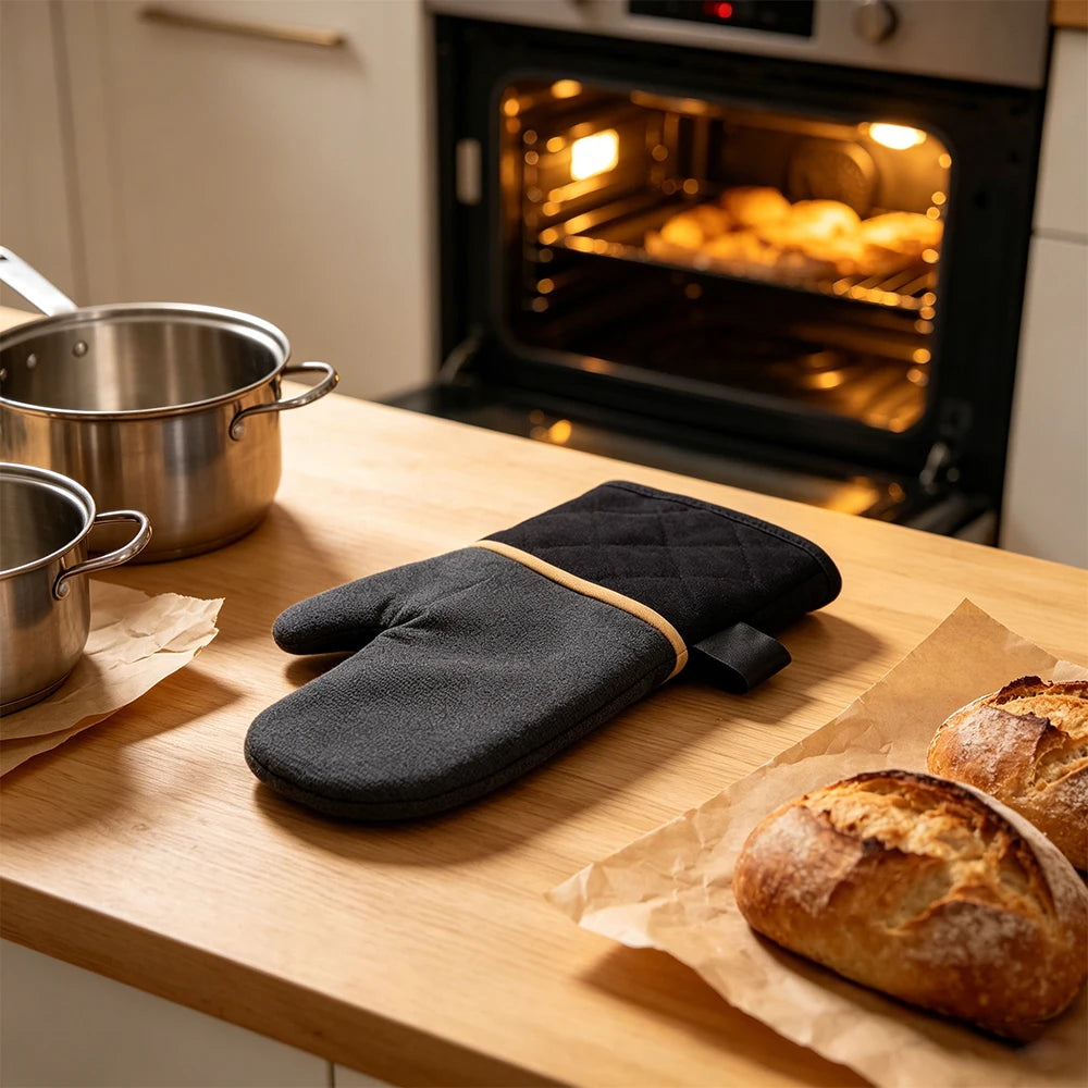 Professional Heat Resistant Oven Mitts - Silicone & Linen Non-Slip BBQ Gloves | FeetonBBQ
