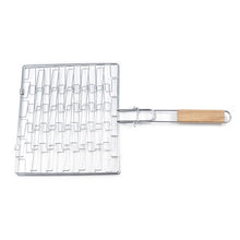 Folding BBQ Grilling Basket with Wooden Handle - Large &amp; Portable