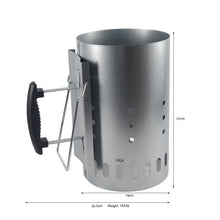Large Heavy-Duty Charcoal Chimney Starter - Dual-Handle Safety BBQ Coal Canister with Heat Shield & Foldable Helper Wire Grip for Grill & Smoker (1.2mm Thick Galvanized Steel, 3.6 lbs)