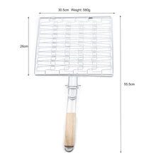 Folding BBQ Grilling Basket with Wooden Handle - Large &amp; Portable