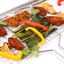 Folding BBQ Grilling Basket with Wooden Handle - Large &amp; Portable