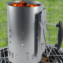 Large Heavy-Duty Charcoal Chimney Starter - Dual-Handle Safety BBQ Coal Canister with Heat Shield & Foldable Helper Wire Grip for Grill & Smoker (1.2mm Thick Galvanized Steel, 3.6 lbs)
