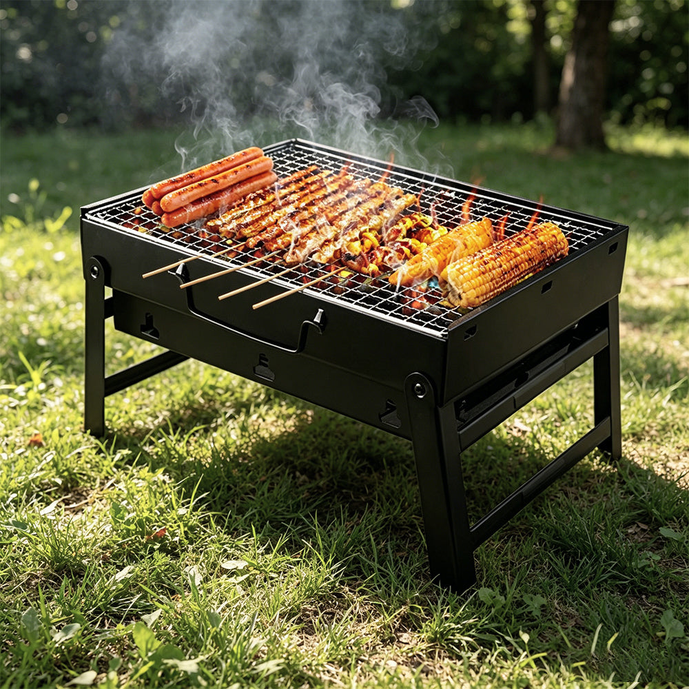 Portable Folding Charcoal BBQ Grill - Heavy Duty Tabletop Grill