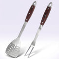 FeetonBBQ Artisan Series: Professional Rosewood Handle BBQ Tool Set - Heavy-Duty Stainless Steel Spatula and Carving Fork - Ergonomic Grilling Gear
