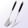 FeetonBBQ Core Series: 2pc Professional BBQ Tool Set - Stainless Steel Spatula & Carving Fork with Ergonomic Soft-Touch Handles