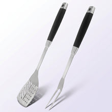 FeetonBBQ Core Series: 2pc Professional BBQ Tool Set - Stainless Steel Spatula & Carving Fork with Ergonomic Soft-Touch Handles