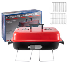 FeetonBBQ Portable Charcoal Grill - Red Enamel Tabletop BBQ Grill - Compact Outdoor Cooking for Camping, Picnic & Tailgating