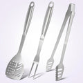 FeetonBBQ Heavy-Duty Stainless Steel BBQ Tool Set - 3pc Professional Grill Accessories: Extra Long Spatula, Tongs, and Fork - Industrial Grade Grilling Gear