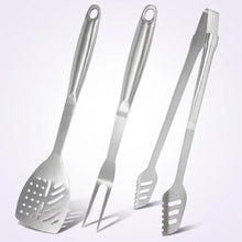 FeetonBBQ Heavy-Duty Stainless Steel BBQ Tool Set - 3pc Professional Grill Accessories: Extra Long Spatula, Tongs, and Fork - Industrial Grade Grilling Gear