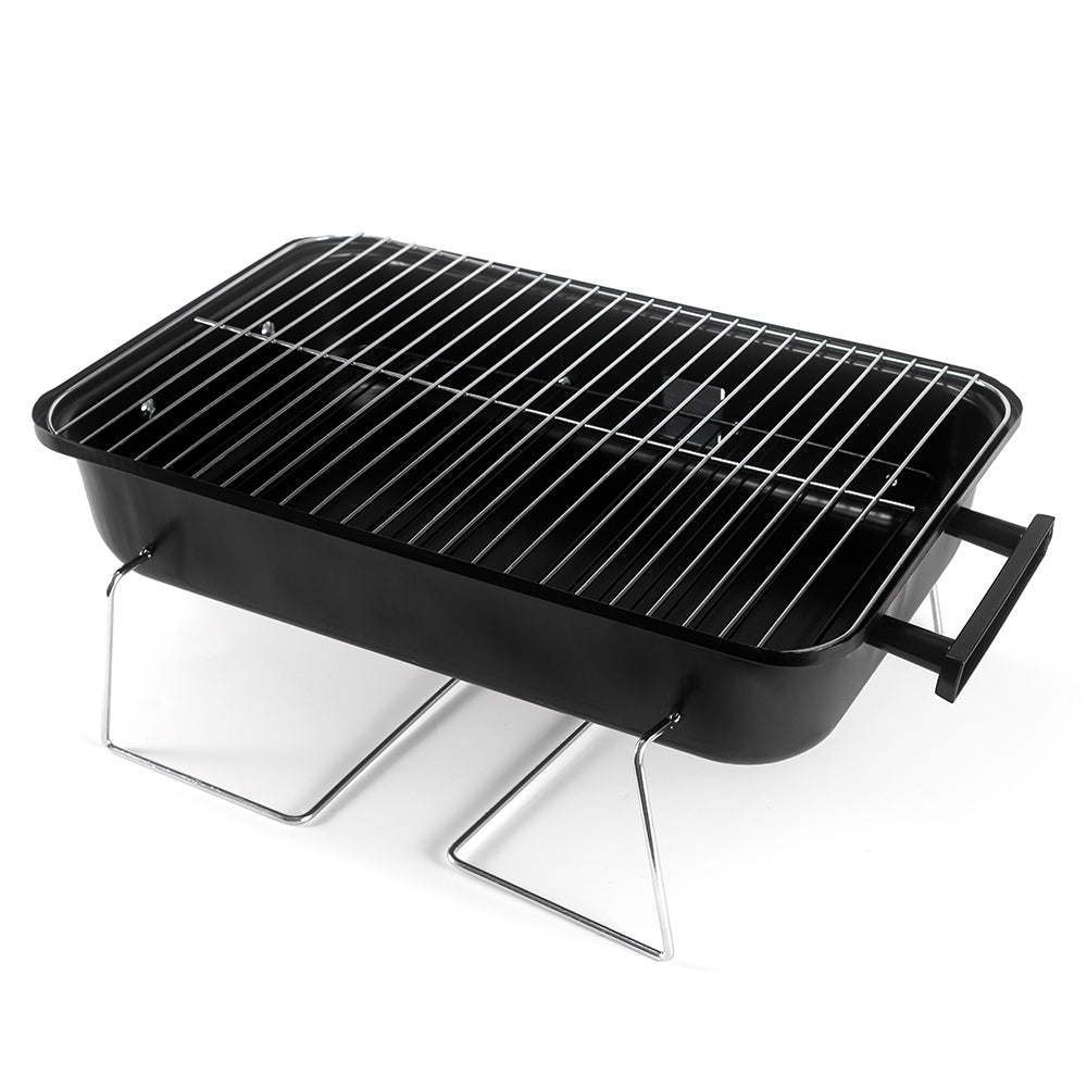 FeetonBBQ Portable Charcoal Grill - Red Enamel Tabletop BBQ Grill - Compact Outdoor Cooking for Camping, Picnic & Tailgating