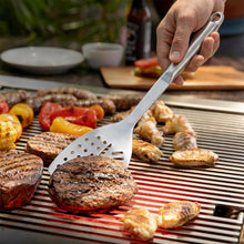 FeetonBBQ Heavy-Duty Stainless Steel BBQ Tool Set - 3pc Professional Grill Accessories: Extra Long Spatula, Tongs, and Fork - Industrial Grade Grilling Gear