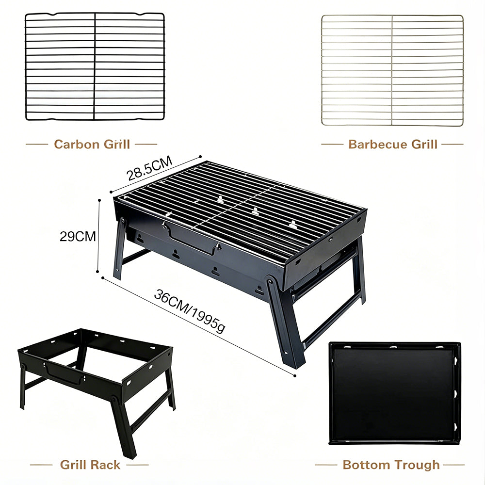 Portable Folding Charcoal BBQ Grill - Heavy Duty Tabletop Grill