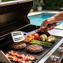 FeetonBBQ Ultimate Heavy-Duty BBQ Tool Set - Professional 4pc Stainless Steel Grilling Kit: XL Tongs, Serrated Spatula, Carving Fork & Knife - Master Pitmaster Collection