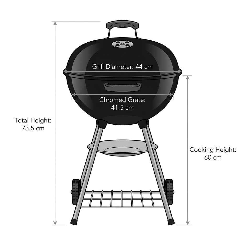 Retro Hearth™ 17-Inch Portable Kettle Charcoal Grill - Compact Outdoor Barbecue Apple Grill with Stainless Steel Legs, Ash Catcher, and Air Damper for Backyard, Camping, Tailgating & Picnic