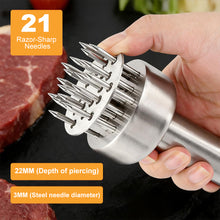 Professional 304 Stainless Steel Meat Tenderizer - 21 Heavy-Duty Needles for Steak, Poultry, and BBQ