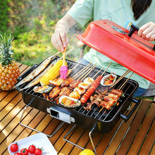 FeetonBBQ Portable Charcoal Grill - Red Enamel Tabletop BBQ Grill - Compact Outdoor Cooking for Camping, Picnic & Tailgating