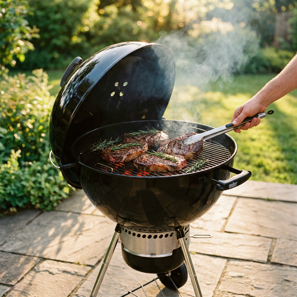 Retro Hearth™ 17-Inch Portable Kettle Charcoal Grill - Compact Outdoor Barbecue Apple Grill with Stainless Steel Legs, Ash Catcher, and Air Damper for Backyard, Camping, Tailgating & Picnic