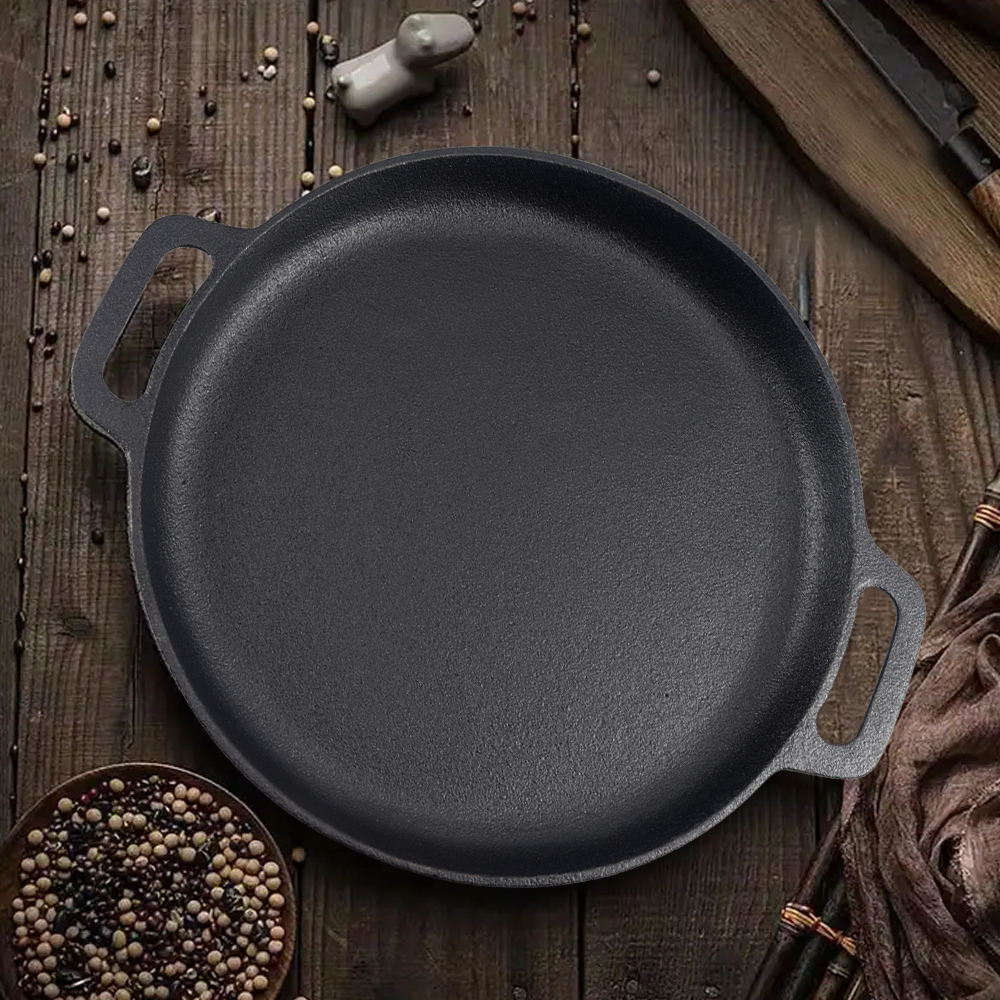 Culinary Mastery™ 36cm Premium Cast Iron Griddle - Heavy-Duty Double Handle Searing Pan & Pizza Plate for Stovetop, Oven, Grill and Campfire (2.9kg Heirloom Quality)