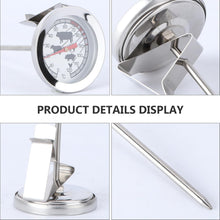 Professional Stainless Steel BBQ Thermometer - 12.5cm Long Probe Analog Meat Gauge with Easy-Read Meat Icons for Smokers and Grills