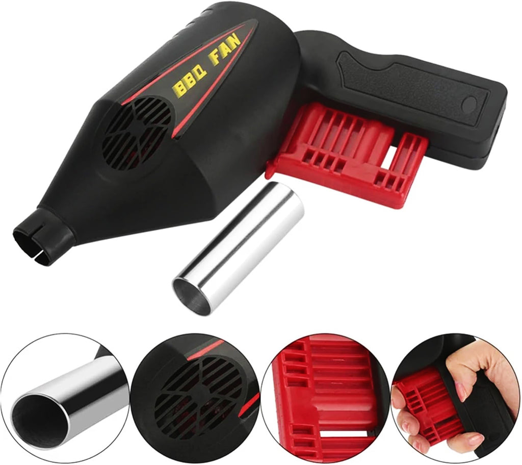 Electric BBQ Fan Air Blower - Battery Powered High-Velocity Fire Starter for Charcoal Grilling, Camping and Fireplaces