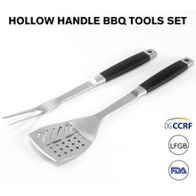 FeetonBBQ Core Series: 2pc Professional BBQ Tool Set - Stainless Steel Spatula & Carving Fork with Ergonomic Soft-Touch Handles
