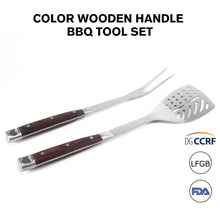 FeetonBBQ Artisan Series: Square-Handle Rosewood BBQ Tool Set - 2pc Professional Stainless Steel Spatula & Fork - Heavy-Duty Outdoor Cooking Gear