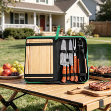 Portable Camp Kitchen Knife & Cutting Board Set (9-Piece Kit）