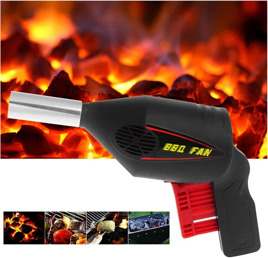 Electric BBQ Fan Air Blower - Battery Powered High-Velocity Fire Starter for Charcoal Grilling, Camping and Fireplaces