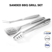FeetonBBQ Heavy-Duty Stainless Steel BBQ Tool Set - 3pc Professional Grill Accessories: Extra Long Spatula, Tongs, and Fork - Industrial Grade Grilling Gear