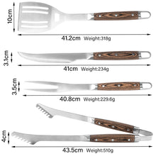 FeetonBBQ Ultimate Heavy-Duty BBQ Tool Set - Professional 4pc Stainless Steel Grilling Kit: XL Tongs, Serrated Spatula, Carving Fork & Knife - Master Pitmaster Collection