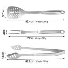 FeetonBBQ Heavy-Duty Stainless Steel BBQ Tool Set - 3pc Professional Grill Accessories: Extra Long Spatula, Tongs, and Fork - Industrial Grade Grilling Gear