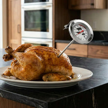 Professional Stainless Steel BBQ Thermometer - 12.5cm Long Probe Analog Meat Gauge with Easy-Read Meat Icons for Smokers and Grills