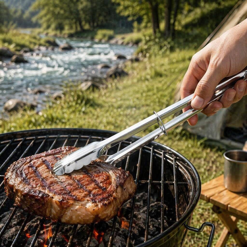 BBQ Grill Apron & 6-Piece Tool Set — Tongs, Spatula with Bottle Opener, Fork, Mitt & Seasoning Shakers