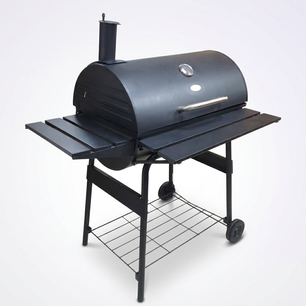 FeetonBBQ Heavy-Duty Offset Charcoal Smoker & Grill - Professional Outdoor BBQ Station with Temperature Gauge