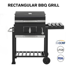 Professional XL Rectangular Charcoal Grill - Heavy Duty Backyard BBQ Smoker with Side Shelf | FeetonBBQ