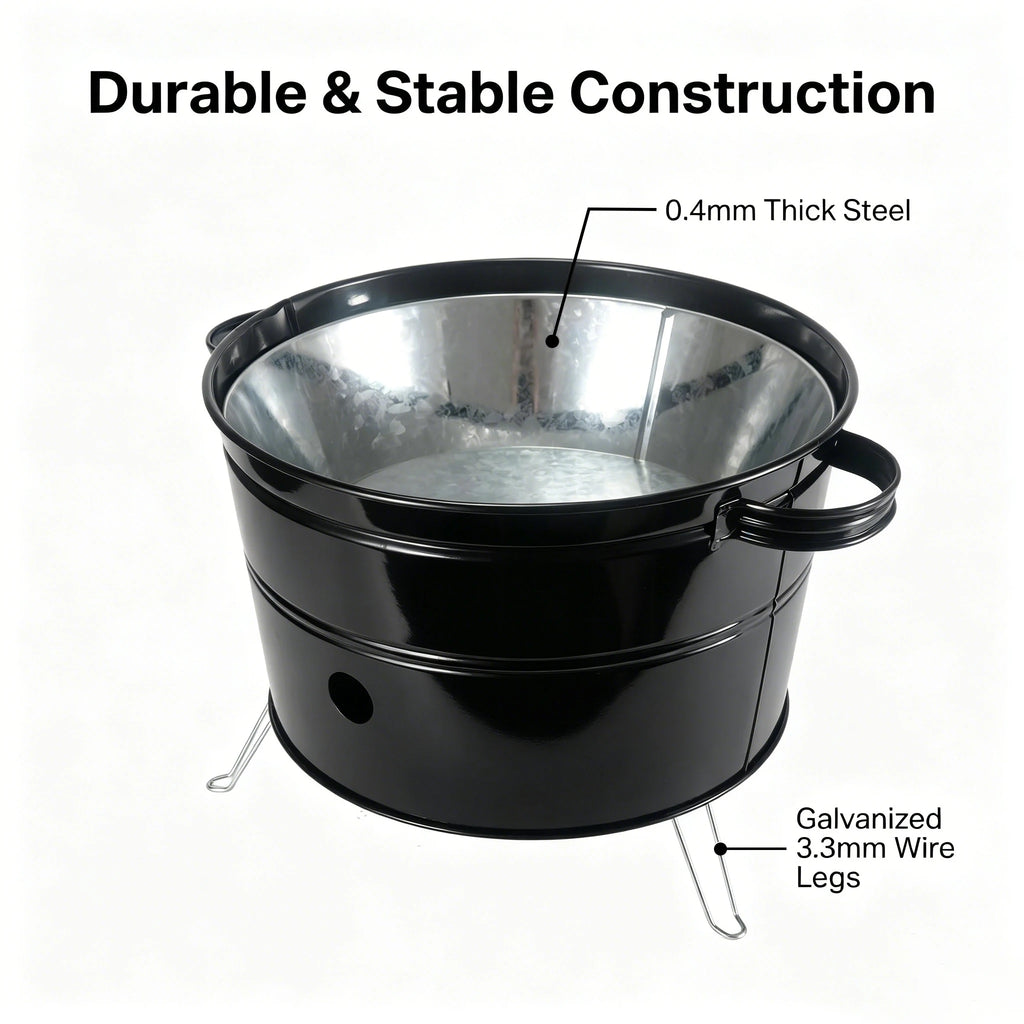 Portable XL Barrel Charcoal Grill - 14 Inch Tabletop BBQ for Camping & Patio | FeetonBBQ