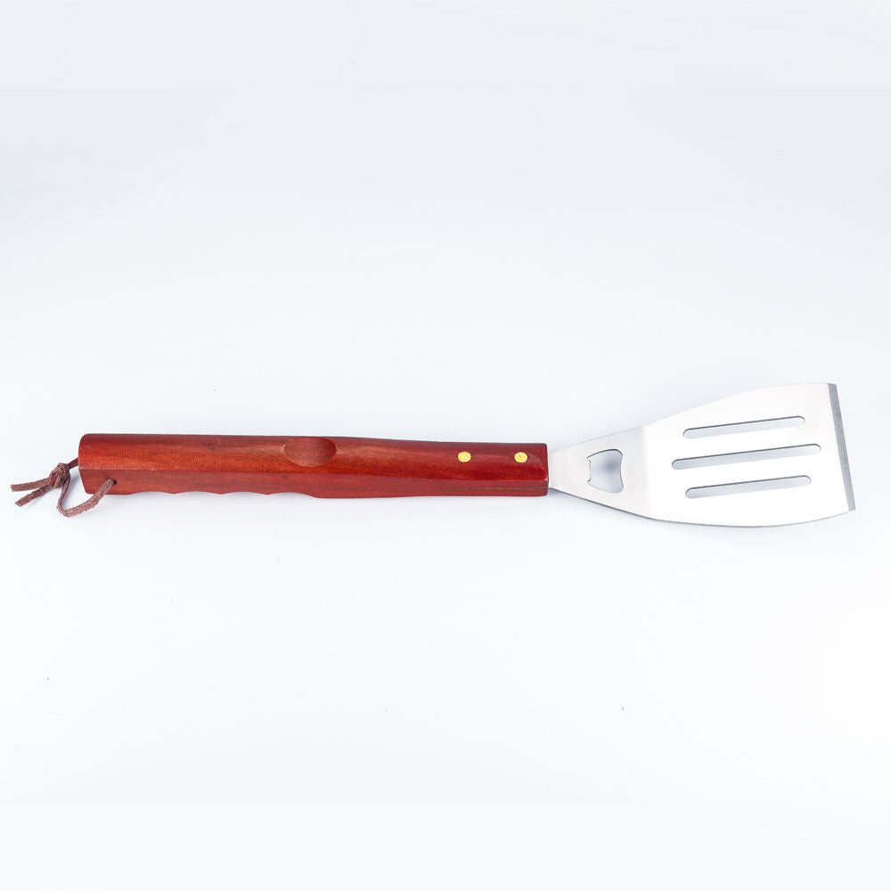 BBQ Grill Apron & 6-Piece Tool Set — Tongs, Spatula with Bottle Opener, Fork, Mitt & Seasoning Shakers