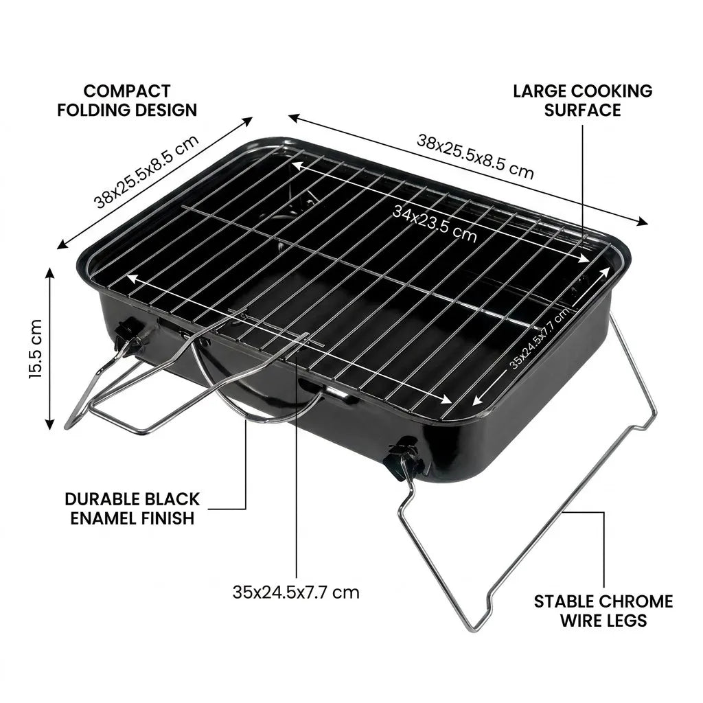 Portable Notebook Charcoal Grill - Compact Folding BBQ Grill for Camping & Tailgating | FeetonBBQ