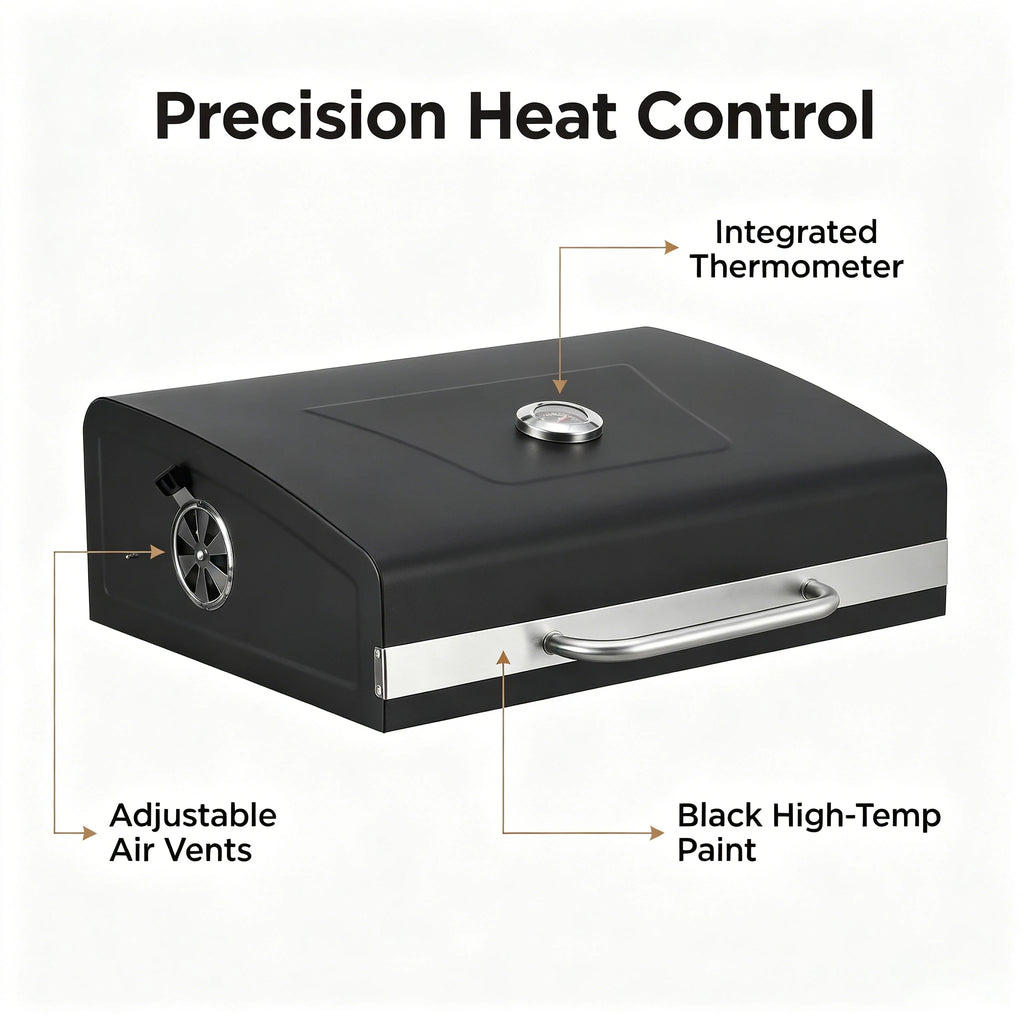 Professional XL Rectangular Charcoal Grill - Heavy Duty Backyard BBQ Smoker with Side Shelf | FeetonBBQ