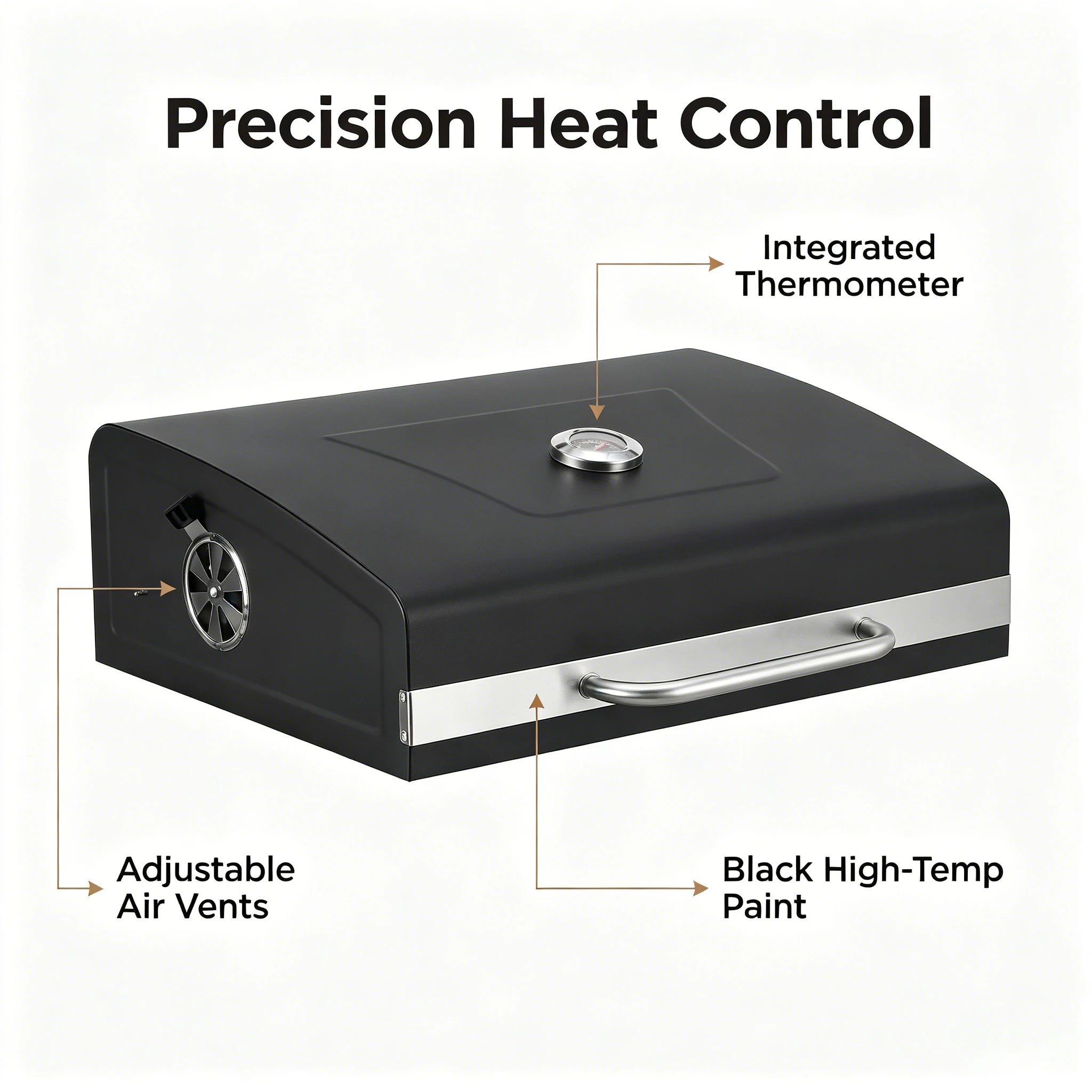 Professional XL Rectangular Charcoal Grill - Heavy Duty Backyard BBQ Smoker with Side Shelf | FeetonBBQ
