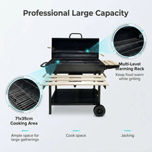 Large Barrel Charcoal BBQ Grill - 28 Inch Cooking Area with Wooden Side Shelves | FeetonBBQ
