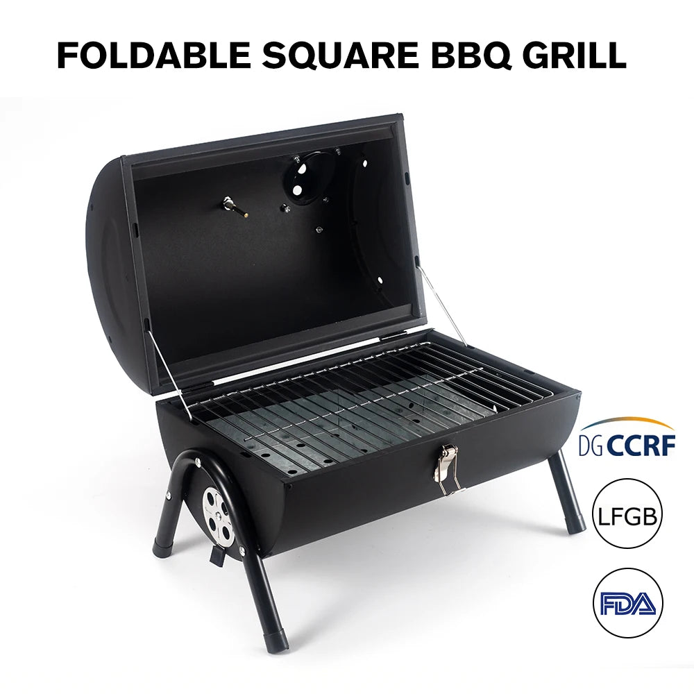 Portable Tilpa Barrel Charcoal Smoker - 2-in-1 Compact Tabletop BBQ Grill for Backyard & Camping | FeetonBBQ