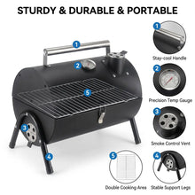 Portable Tilpa Barrel Charcoal Smoker - 2-in-1 Compact Tabletop BBQ Grill for Backyard & Camping | FeetonBBQ
