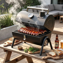 Portable Tilpa Barrel Charcoal Smoker - 2-in-1 Compact Tabletop BBQ Grill for Backyard & Camping | FeetonBBQ