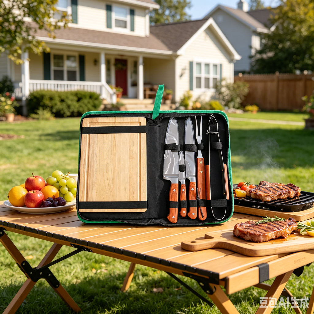 Portable Camp Kitchen Knife & Cutting Board Set (9-Piece Kit）